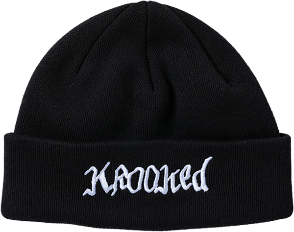 KROOKED DOUBLE OK SCRIPT CUFF BEANIE BLACK/WHITE