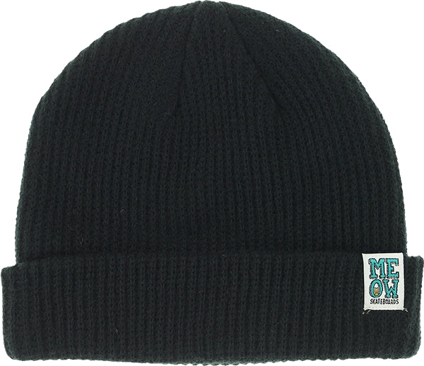 MEOW STACKED LOGO CUFF BEANIE BLACK