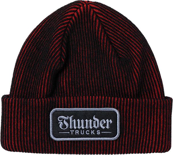 THUNDER SCRIPT PATCH CUFF BEANIE BLACK/RED/SILVER