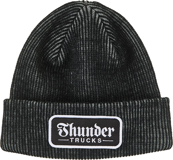 THUNDER SCRIPT CUFF BEANIE GREY BLACK WHITE