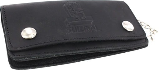SUICIDAL LOGO LEATHER CHAIN WALLET BLACK