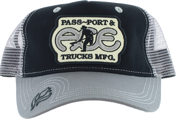ACE PASSPORT PACKERS TRUCKER HAT ADJ-BLACK/STEEL