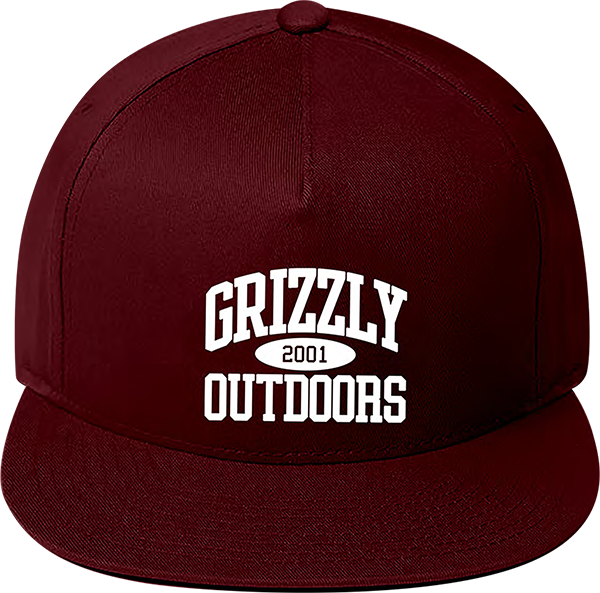 GRIZZLY HONOR ROLL HAT ADJ-BURGUNDY/WHT
