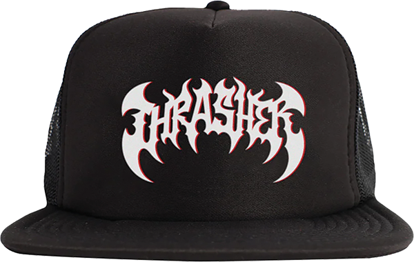 THRASHER HEAVY METAL TRUCKER HAT ADJ-BLACK/BLACK