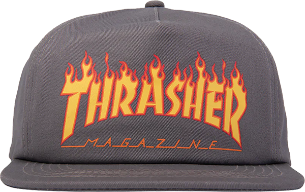 THRASHER PRINTED FLAME HAT ADJ-GREY