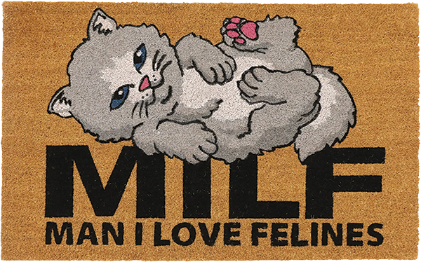 RIP N DIP MAN I LOVE FELINES DOOR MAT RUG BROWN