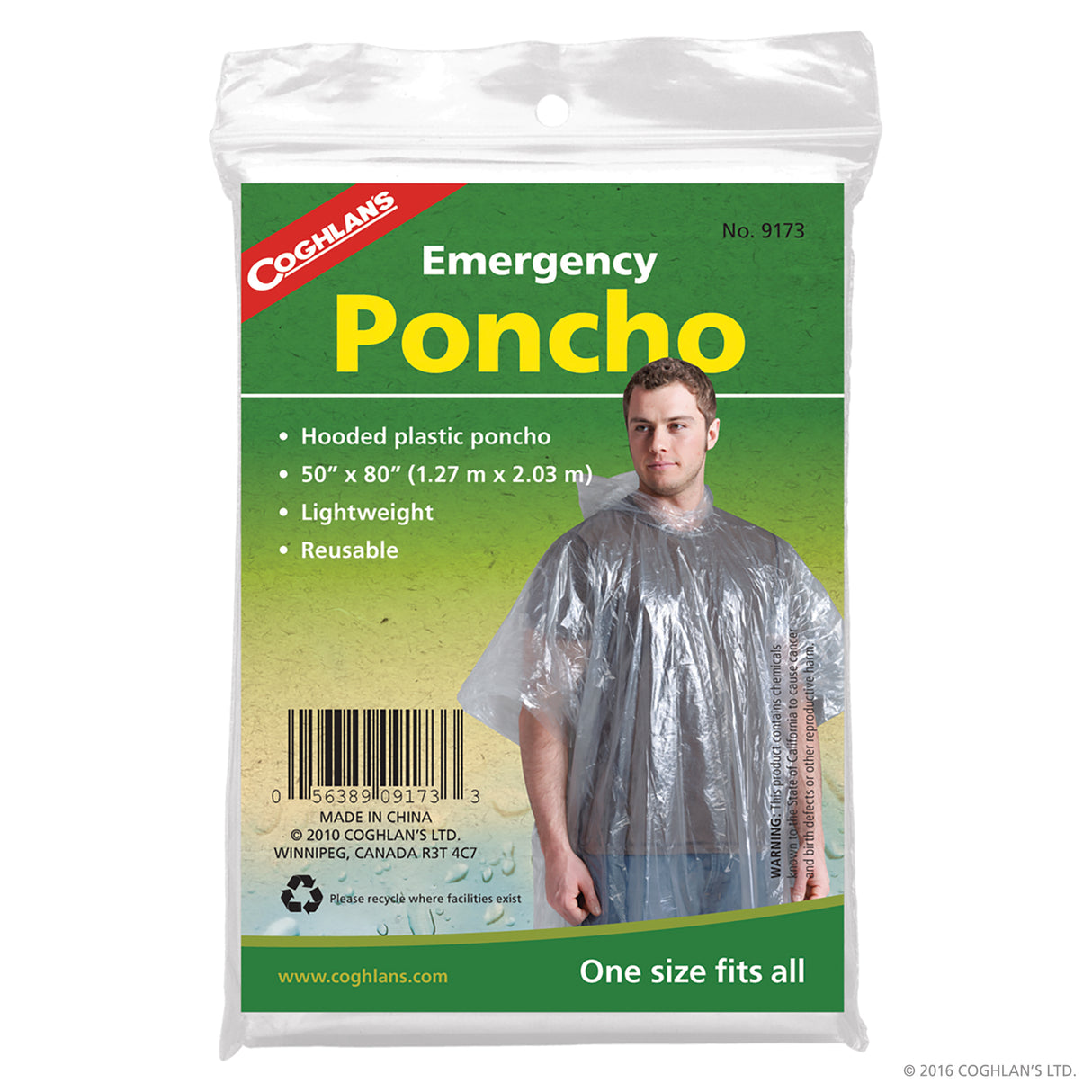 Coghlans Vinyl Poncho Clear 50x80