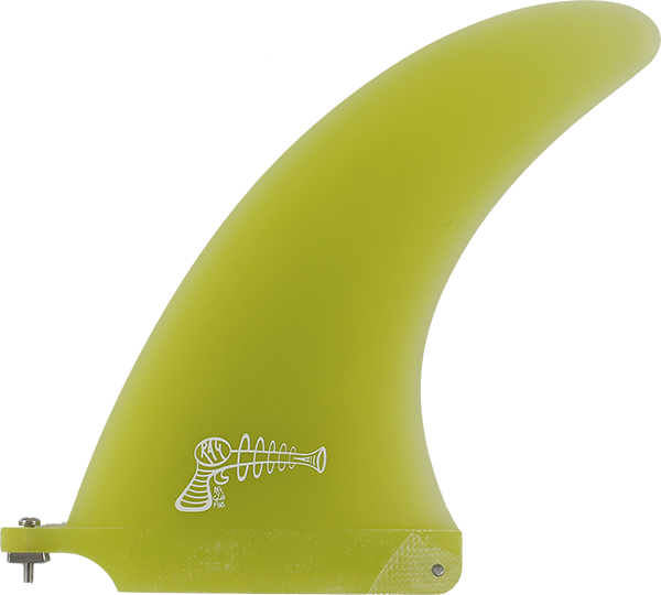 RAY GUN FIBERGLASS SURFBOARD CENTER FIN 7.5" YELLOW