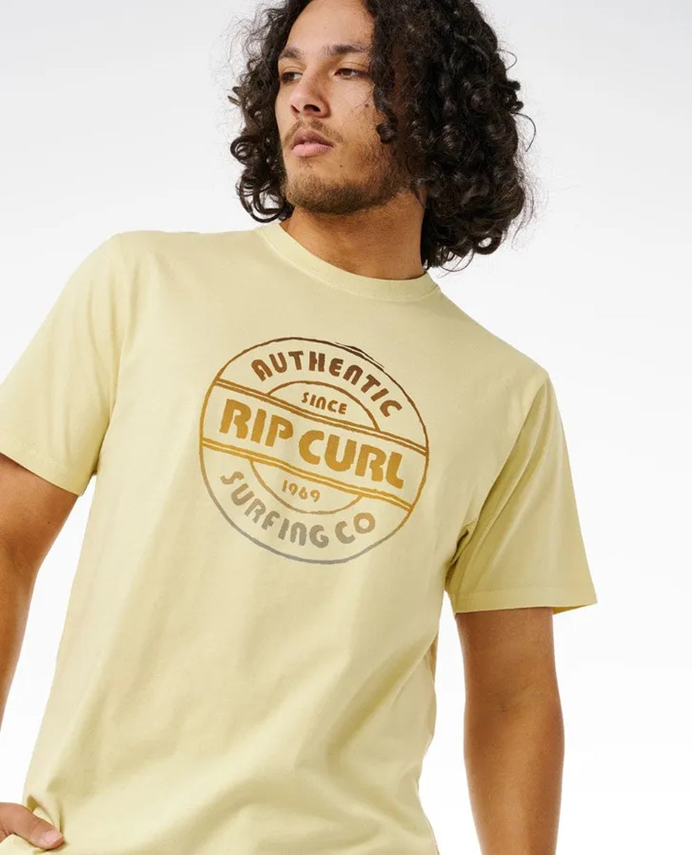 Rip Curl Surf Revival Stamp Tshirt Vintage Yellow L