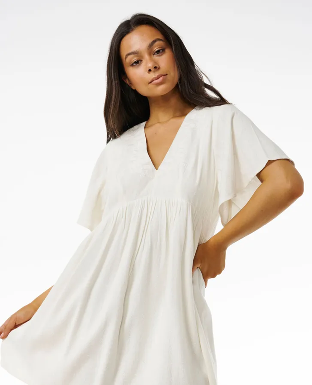 Rip Curl Tiki Embroidered Dress Bone M