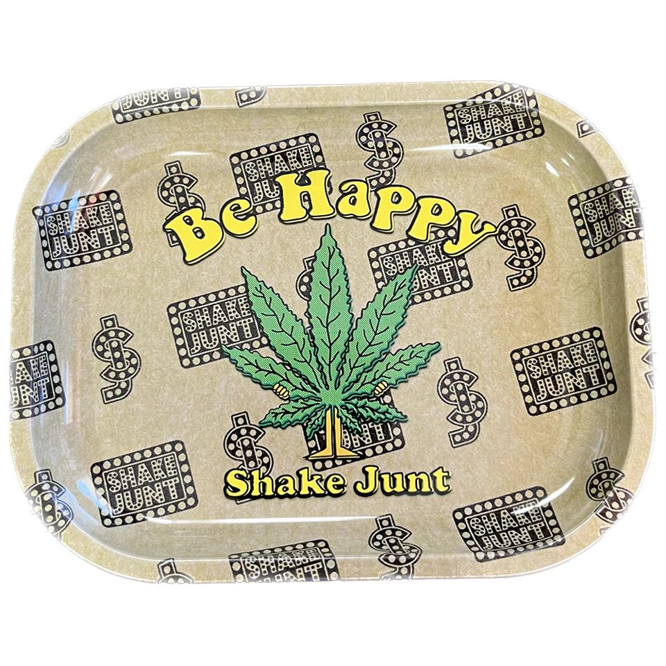 Shake Junt Be Happy Rolling Tray Gold 5x8