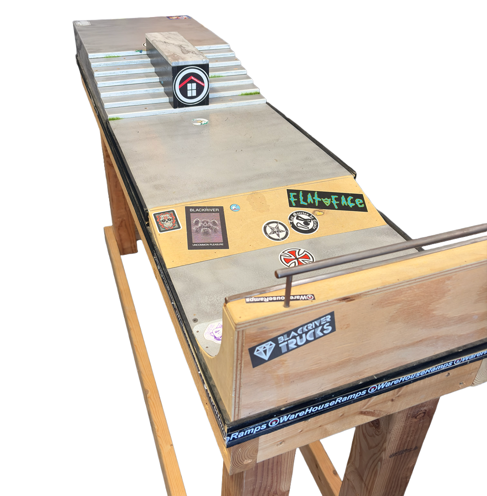 Warehouse Ramps Fingerboard Park Street Course Long w Stand Grey 20x60