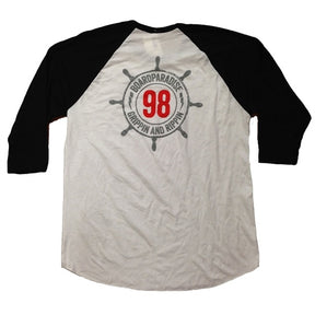Boardparadise Stacked Wheel 98 Black Red Logo Raglan 3/4 Sleeve White Black L