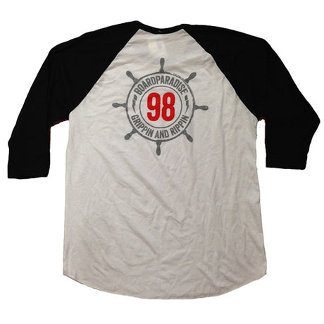 Boardparadise Stacked Wheel 98 Black Red Logo Raglan 3/4 Sleeve White Black L