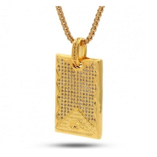 King Ice All See Eye Pyramid Dog Tag 14k Gold