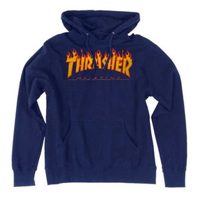 Thrasher Flame Hoody Navy Large
