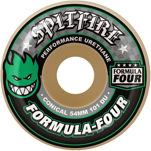 Spitfire F4 Conical Wheels Set Green Print 53mm/101d