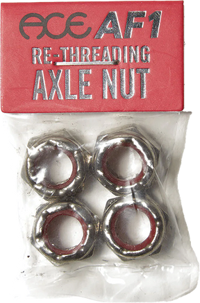 ACE RE-THREADING AXLE NUTS 4/PK SILVER