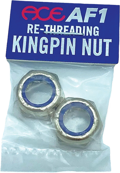 ACE RE-THREADING KINGPIN NUTS 2/PK SILVER
