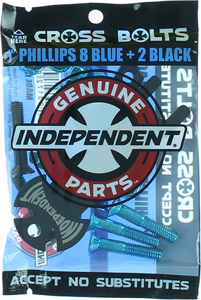 INDEPENDENT CROSS BOLTS W/TOOL 1" PHILLIPS BLK/BLUE 1set