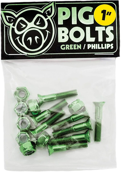 PIG BOLTS 1" PHILLPS HARDWARE SET GREEN