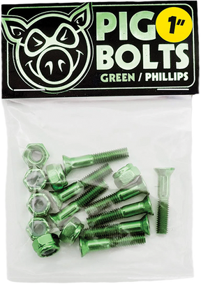 PIG BOLTS 1" PHILLPS HARDWARE SET GREEN