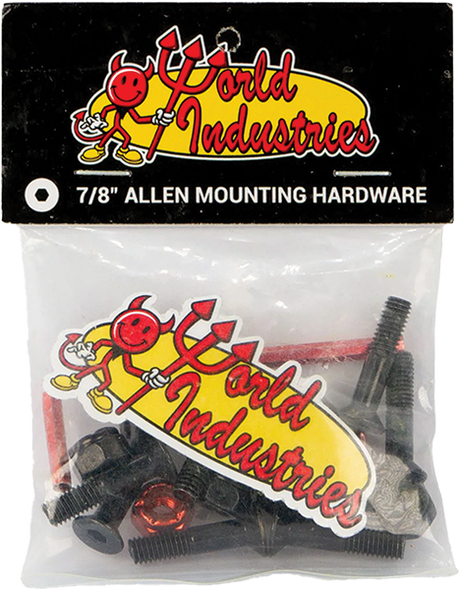 WORLD INDUSTRIES HARDWARE SET ALLEN 7/8" BLACK W/RED