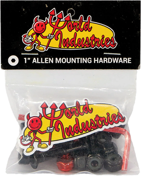 WORLD INDUSTRIES HARDWARE SET ALLEN 1" BLACK W/RED