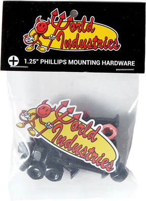 WORLD INDUSTRIES HARDWARE SET PHILLIPS 1.25" BLACK W/RED