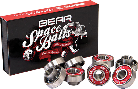 BEAR SPACE BALLS ABEC-7 8mm BEARINGS SIL/RED