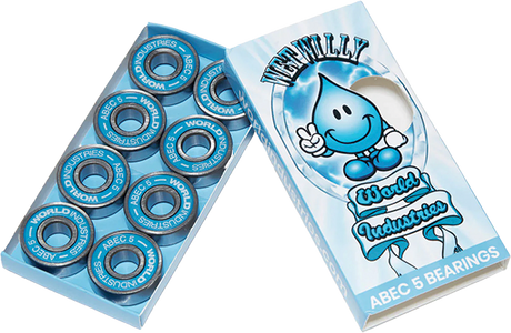 WORLD INDUSTRIES ABEC-5 WET WILLY BEARINGS SIL/BLUE