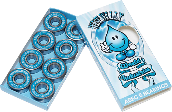 WORLD INDUSTRIES ABEC-5 WET WILLY BEARINGS SIL/BLUE