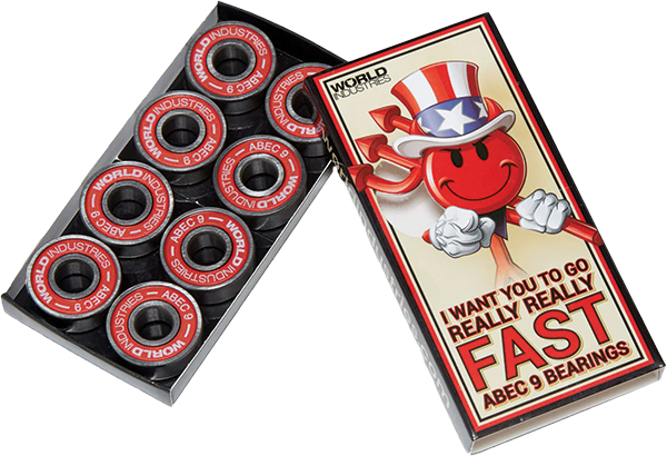 WORLD INDUSTRIES ABEC-9 I WANT YOU BEARINGS SIL/RED