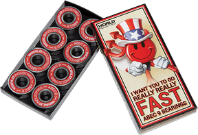 WORLD INDUSTRIES ABEC-9 I WANT YOU BEARINGS SIL/RED