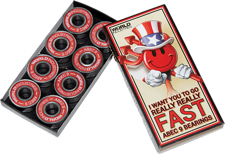 WORLD INDUSTRIES ABEC-9 I WANT YOU BEARINGS SIL/RED