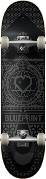 BLUEPRINT HOME HEART SKATEBOARD COMPLETE-8.5 BLACK WHITE