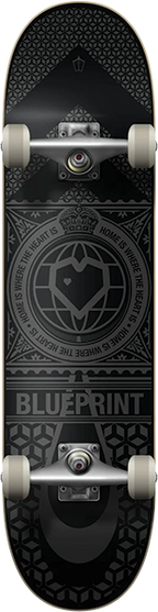 BLUEPRINT HOME HEART SKATEBOARD COMPLETE-8.5 BLACK WHITE