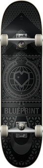 BLUEPRINT HOME HEART SKATEBOARD COMPLETE-8.5 BLACK WHITE