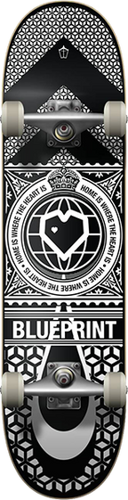 BLUEPRINT HOME HEART SKATEBOARD COMPLETE 8.0 BLK/WHT