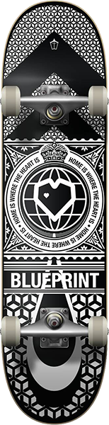 BLUEPRINT HOME HEART SKATEBOARD COMPLETE 8.0 BLK/WHT