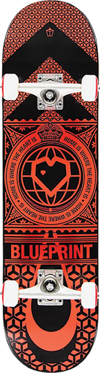 BLUEPRINT HOME HEART SKATEBOARD COMPLETE 8.0 BLK/RED