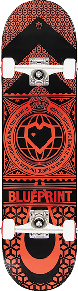 BLUEPRINT HOME HEART SKATEBOARD COMPLETE 8.0 BLK/RED