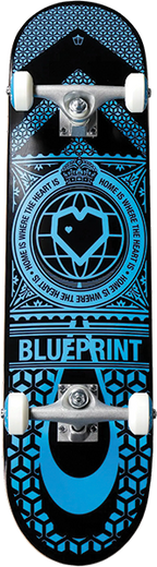 BLUEPRINT HOME HEART SOFT TOP SKATEBOARD COMPLETE 7.5 BLK/BLU