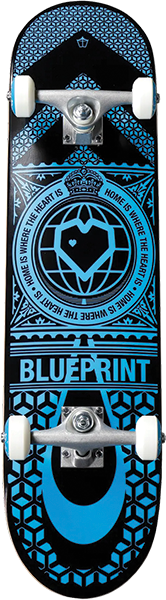 BLUEPRINT HOME HEART SOFT TOP SKATEBOARD COMPLETE 7.5 BLK/BLU