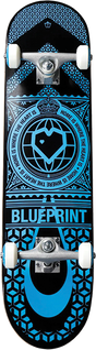BLUEPRINT HOME HEART SOFT TOP SKATEBOARD COMPLETE 7.5 BLK/BLU