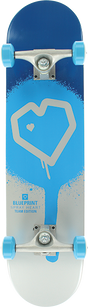 BLUEPRINT SPRAY HEART SKATEBOARD COMPLETE-8.5 SILVER BLUE
