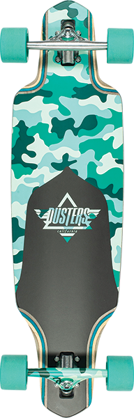 DUSTERS CHANNEL DRAGONFLY SKATEBOARD COMPLETE 34" TEAL CAMO