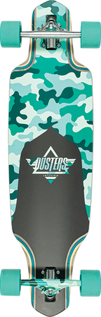 DUSTERS CHANNEL DRAGONFLY SKATEBOARD COMPLETE 34" TEAL CAMO