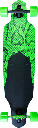 DUSTERS CHANNEL SNAKESKIN LB SKATEBOARD COMPLETE 38 NEON GRN