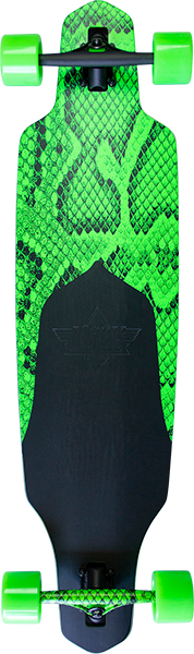 DUSTERS CHANNEL SNAKESKIN LB SKATEBOARD COMPLETE 38 NEON GRN